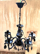 Lustre à pampilles noir à 5 bras