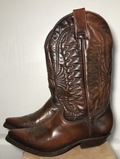 BOTTES Western Boots Santiags MEXICANA En Cuir MARRON Pointure 39