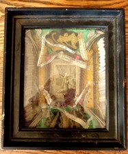 Superbe RARE ancien cadre reliquaire XIXème Saint paperolle cachet cire 2 