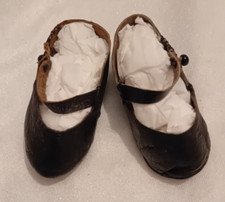 Chaussures de poupée anciennes Jumeau Bru noires taille 7 cm de long