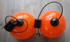 Lot de 2 globes luminaires/suspensions en Opaline orange années 70'S café .
