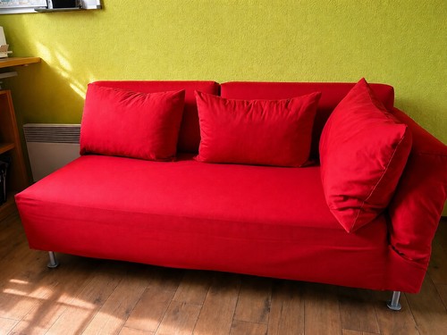 Canapé convertible rouge - , 2/3