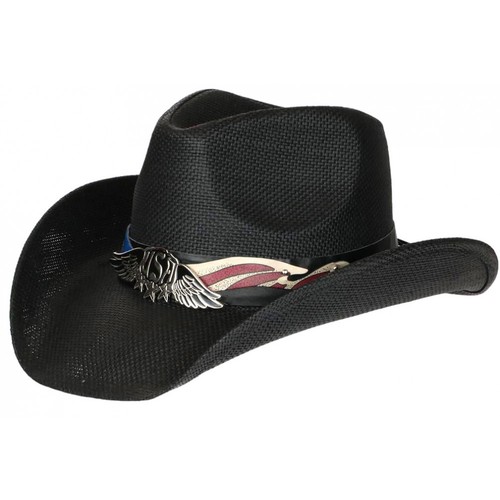 Chapeau cowboy noir - en, paille