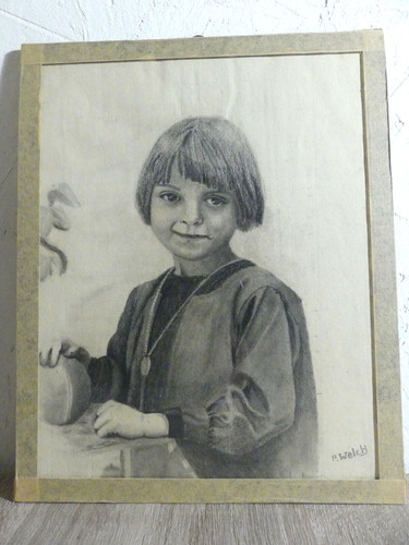 Dessin fusain fillette - dessin,