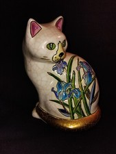 Petit Chat en Emaux de Longwy Modele GALEA Décor par "CHEVALLIER" 14 cm