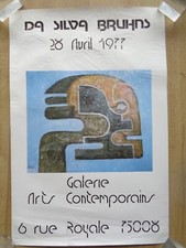 Antique Ivan Da Silva Bruhns 1977 Paris Vintage Art Poster Exhibition Poster