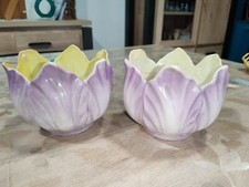 Rare 2 Petite jardinière en barbotine choux violet 1920's Cache Pot A Saisir 