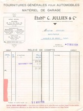 1931 FOURNITURES GENERALES POUR AUTOMOBILES MATERIEL DE GARAGE ETS C JULLIE