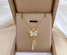 Collier femme papillon zircon