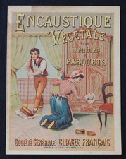 Rare old label Société des Cirages Français Encaustique parquet furniture