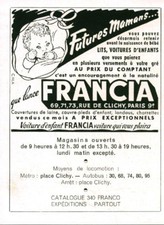 Publicité ancienne futures mamamans voiture d'enfant Francia 1950 issue magazine