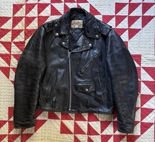 Vintage 70s Excelled Leather Jacket Biker Motorcycle Perfecto Style Size 40 USA