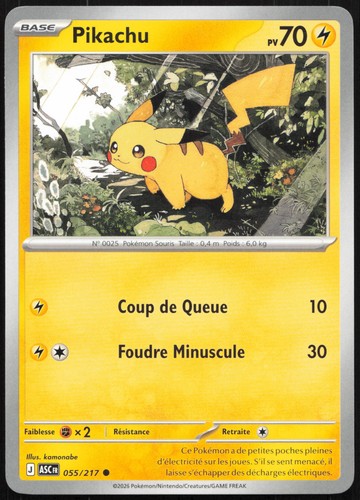 Carte pokémon pikachu 055 217 - carte, 055/217