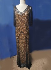 Stunning Lace Long Dress, 1930s Vintage Butterfly Sleeve