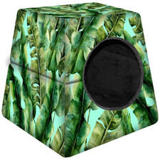 Lit pour chat et cachette douillette chenil et couchage animal 55x55x45cm