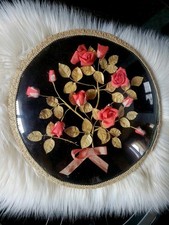 CADRE ROND VERRE BOMBÉ FLEURS