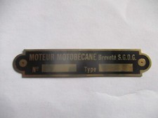 Nameplate sign Motobecane moteur brass 13.5x70mm