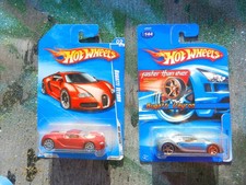 Hot Wheels 2 #144 Bugatti Veyron Silver/Blue W/FTE & #160 SATIN RED WALMART READ