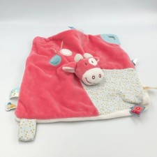 Doudou plat vache rose blanc