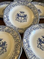 Series of 6 Hollow Earthenware Plate XIX Eme Painted Gien Crown Count Service