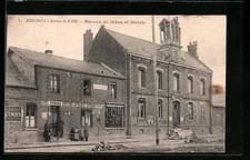 Old postcard Aulnois-sous-Laon, tobacco office and town hall 