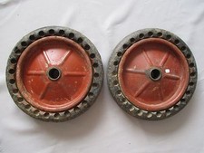 DV5796 LOT OF 2 OLD RED CAR WHEEL PEDAL DIAMETER 24.5 CM 