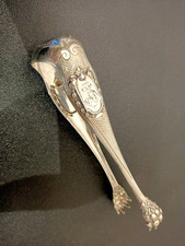 Antique 19th century solid silver sugar tongs.