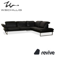 Canapé D'Angle En Cuir Noire