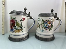 Hand Gemalt Germany Painted Tin Lid and Dressing Beer Mug