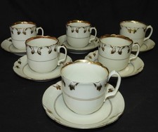 PORCELAINE DE PARIS XIXème : x6 Tasses à café & Soucoupes (bon état)