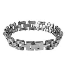 Stainless Steel Bracelet Rectangle Chain Link Men's Women's Unisex Wide 9"