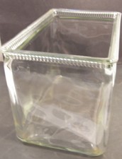 ANTIQUE VINTAGE GLASS WET BATTERY BOX JAR RIBBED EDGE FISH TANK TERRARIUM