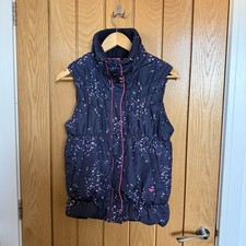 Roxy Ladies Puffer Gilet Vest Size M – Navy Hooded Polka Dot Winter Bodywarmer