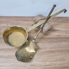 Lot de Louche et Écumoire  Vintage - Laiton ? - Ustensiles Cuisine Feu de bois