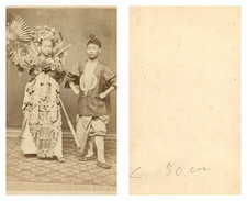 China, Actors in Vintage Albumen Print Costume, CDV CDV, Albumen Print, 6 x