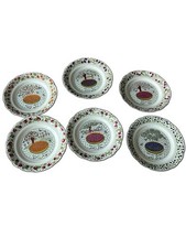 Set 6 Gien France Les Tartes 8" Plates Marie-Pierre Boitard Fruit Dessert
