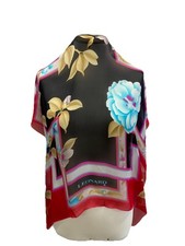 S51#Leonard Multicolore Floral Silk  Scarf 34 Inch Made In Italy