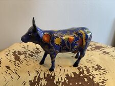 COW PARADE FIGURINE PARTY COW  #9178 NEW YORK 2000 BLUE BALLONS CERAMIC