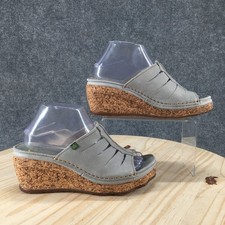 El Naturalista Sandals Womens 39 Slide Wedge Grey Leather Cork Open Toe Casual