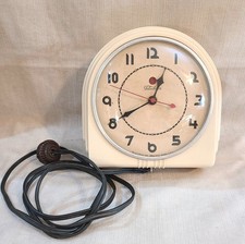 Vintage Antique 1930s Telechron 2H07 Art Deco Buffet Wall Clock Ivory White Runs