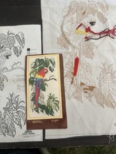 Sunset Stitchery Embroidery Kit PARROT Jungle Bird Crewel Wool 1978 Pre worked