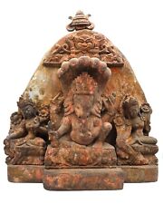 Rare Wooden Temple Pediment - Ganesh & Green Taras - Early 19th Nepal