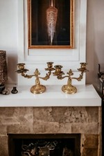 Pair of 19th Century Louis XV Style Seed Bronze Candle Holders Candle Holders