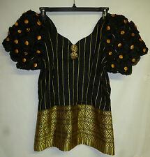 Boubou africain tunique noir et doré boutons sur les manches Vêtement