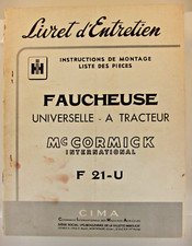Livret d'entretien Faucheuse à Tracteur F 21-U Mc Cormick International IH