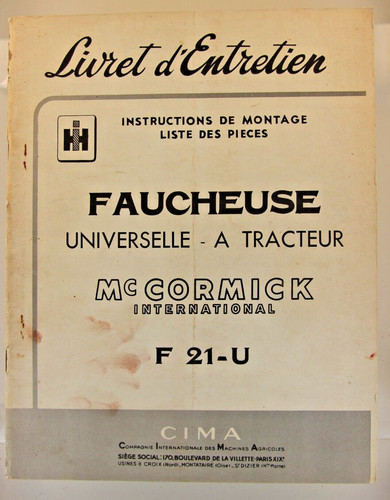 Livret entretien faucheuse - livret,