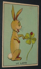 CHROMO 1920-1930 PHARMACY CHARMAISON CHAMALIERS RABBIT TREFLE LADYBUG