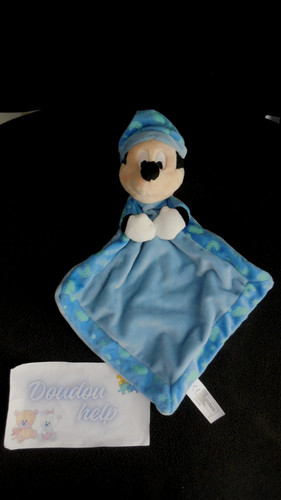 Doudou plat mickey - plat, bleu