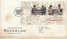 GB Stamps First Day Cover Battle of Waterloo MS, Napoleon, Wellington SHS 2015