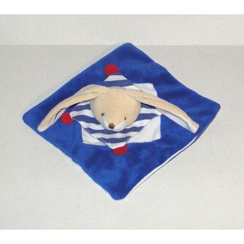 Doudou plat lapin bleu - plat,